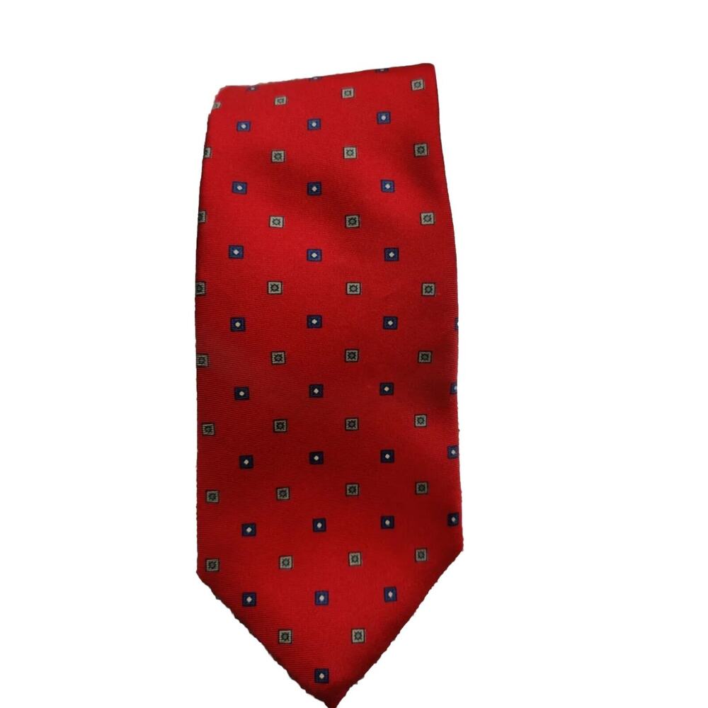 Christian Dior Neck Tie Red, Silk Fabric Woven In Italy But Tie Made In USA Mens
